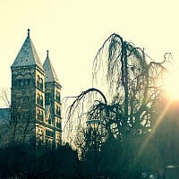 The Lund Cathedral at sunset