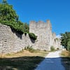 A photograpgh of the Visby city wall on a clear summer day.