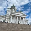 A photo of the Helsinki cathedral against a blue sky