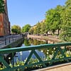 A photo of the view from Västgötaspången bridge on a sunny day.