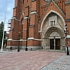 A photo of the gothic Uppsala cathedral.
