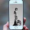 Mobile phone showing portrait of Tove Jansson taken by her brother Per Olov