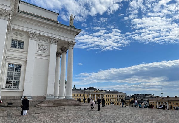 A photo of the view of Helsinki from the cathedral hill