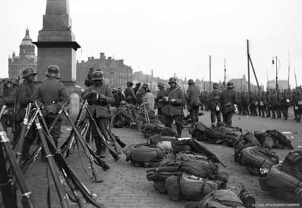 Historic photo of German soldiers in Helsinki civil war