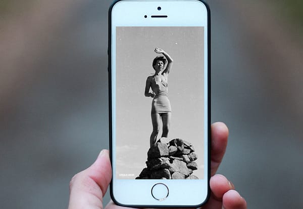Mobile phone showing portrait of Tove Jansson taken by her brother Per Olov